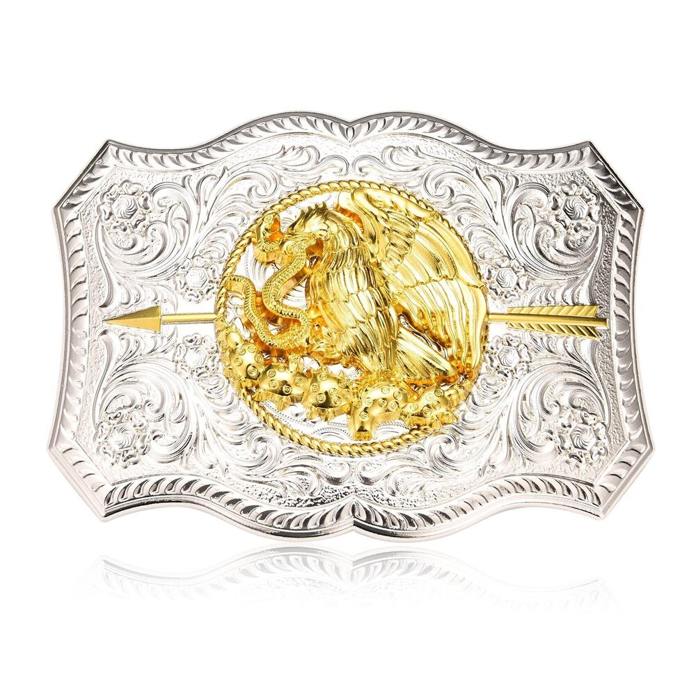 3126 Western American Belt Buckle Silver Golden Texas Belt Buckles Belt